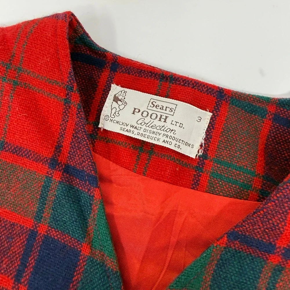 Vintage Sears Winnie the Pooh blazer jacket tartan wool blend size 3